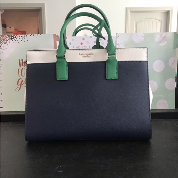 Large Kate Spade Cameron Multicolored Green, white, navy Adjustable Strap - Picture 1 of 5